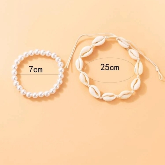 White Puka Shell Anklet accented with Pearl Anklet - Picture 5 of 6